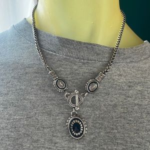 T clasp black obsidian necklace